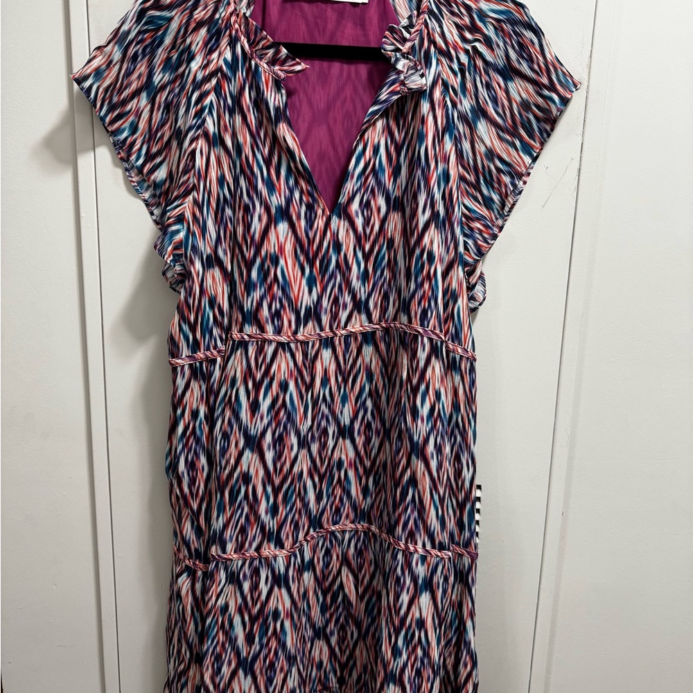 Marie Oliver Pink and Multicolor Ruffle Dress
